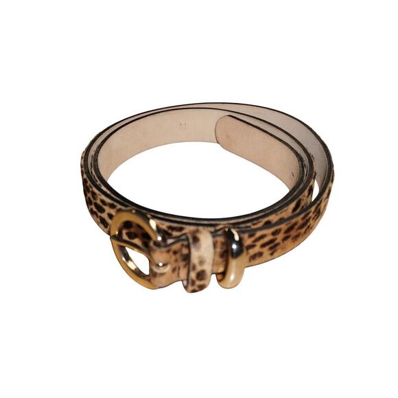 Streets Ahead Leopard Print Haircalf Leather Belt Gold Buckle Women’s Size M - Picture 8 of 9